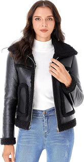 Black Leather Jacket-Women